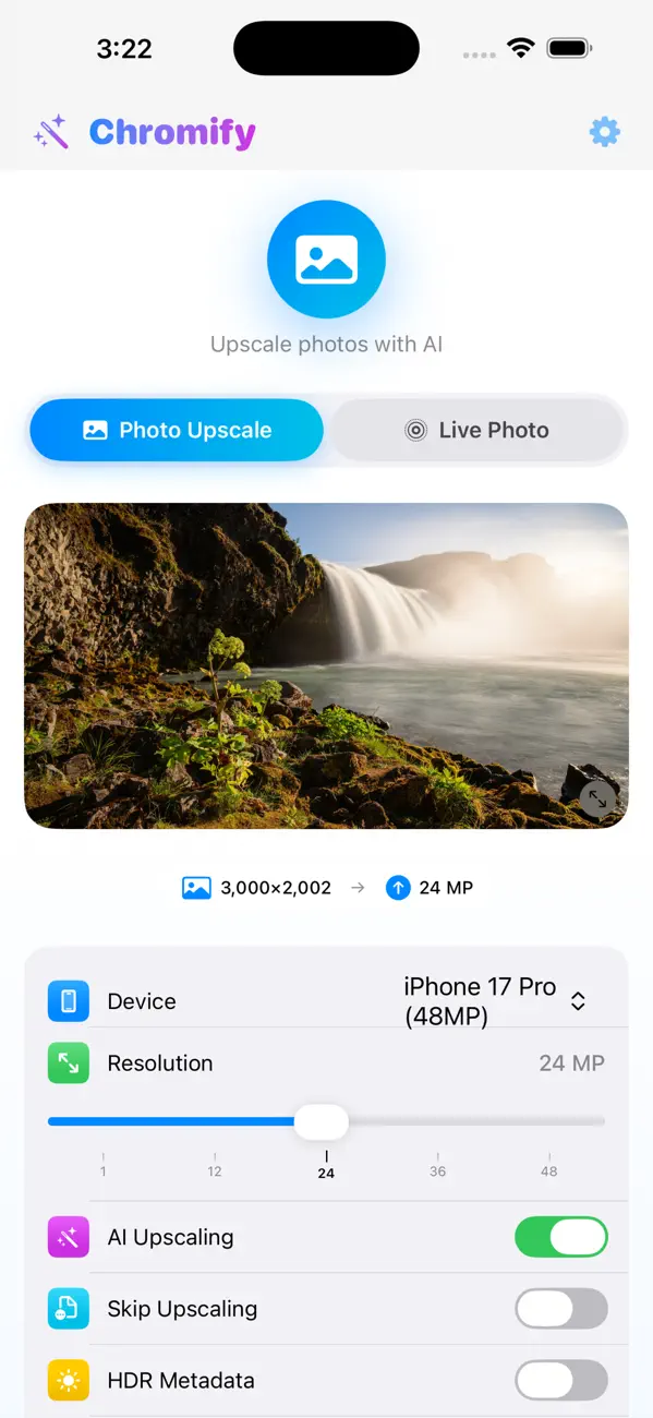 Chromify live photo conversion screen